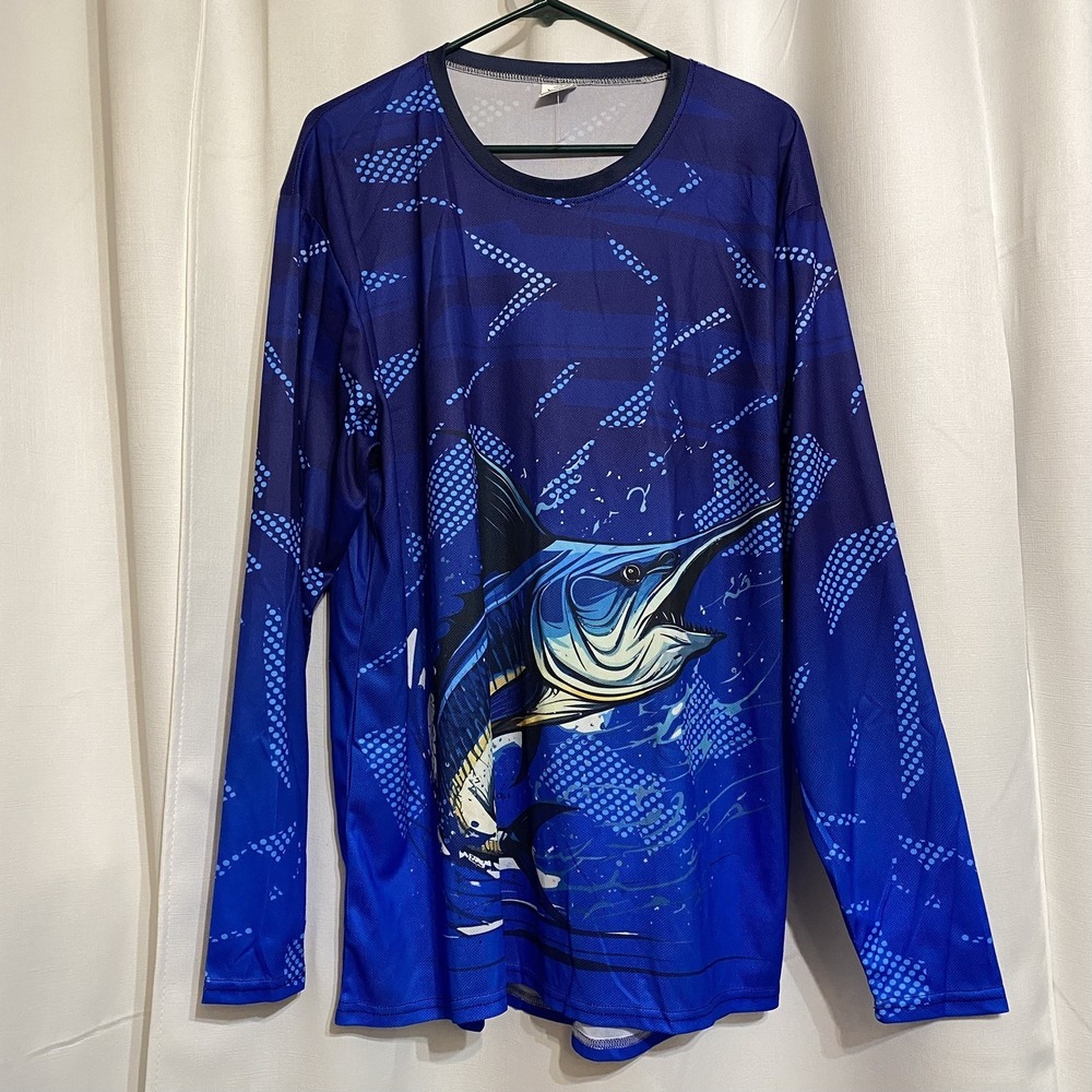 Marlin‎ Long Sleeve Moisture Wicking Unisex Fishing Size 3XL (Fits Like Large).